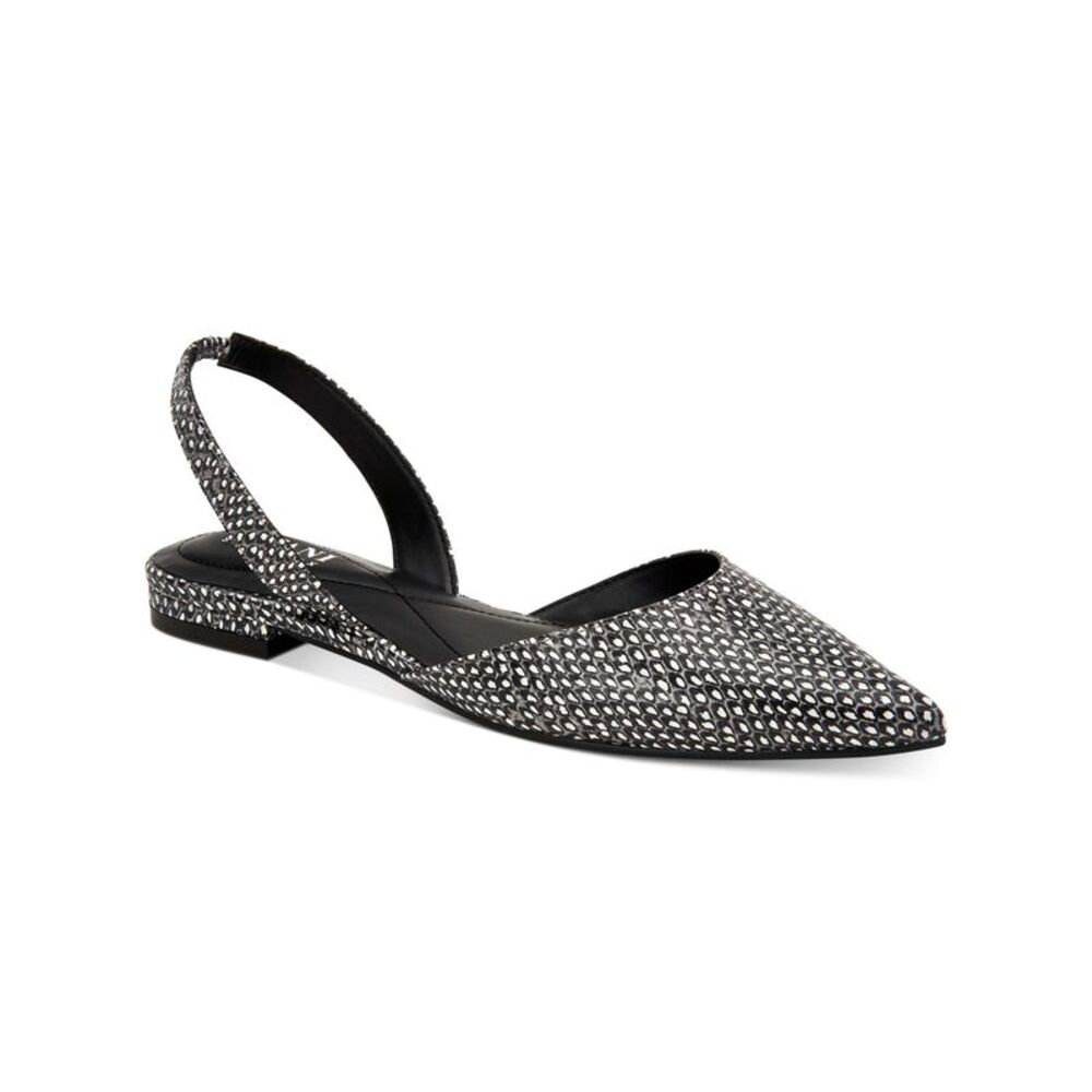 ALFANI Womens Black Snakeskin Ryann Pointed Toe Block Heel Slip On Flats 6 M